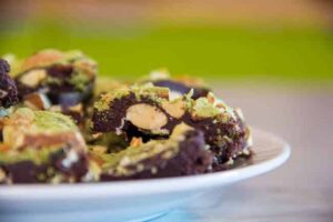 Chocolate Matcha Almond Fudge Bites