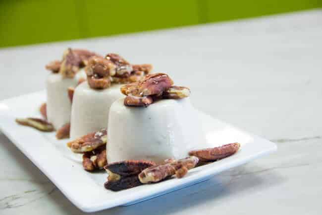 Maple Panna Cotta with Praline Pecans