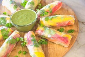 Fresh Spring Rolls With Dill Sauce (Dairy Free, Vegan)