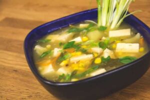 Asian Hot & Sour Corn & Tofu Soup