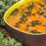 Roasted Sweet Potato, Kale & Mung Bean Soup