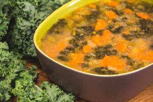 Roasted Sweet Potato, Kale & Mung Bean Soup